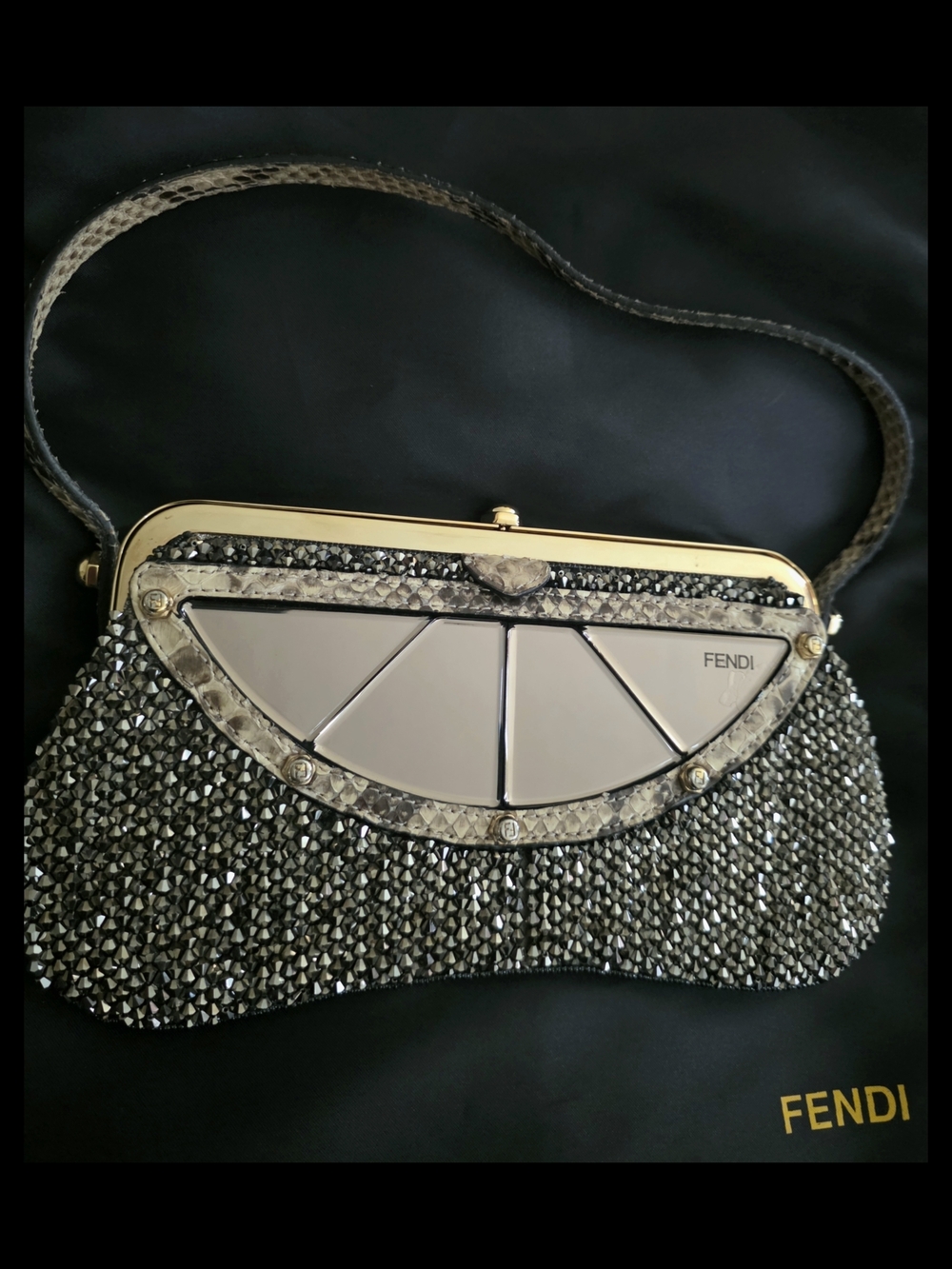 ULTRA RARE Vintage Fendi Crystal Mirror Bag Python - Picture 10 of 10